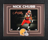 Browns Nick Chubb Signed 11x14 Framed Horizontal Spotlight Photo BAS Witnessed