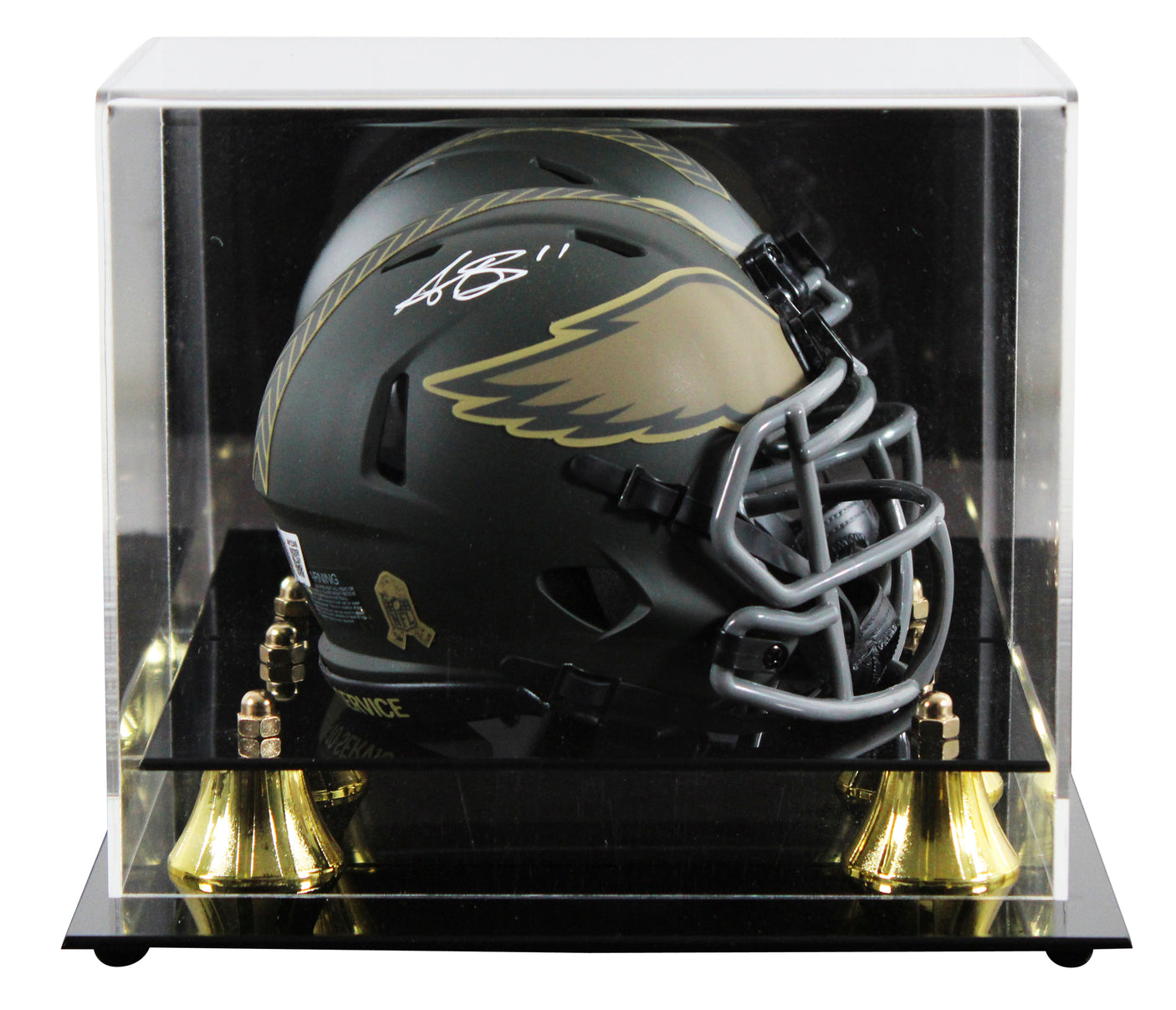 Eagles A.J. Brown Signed Salute to Service IV Speed Mini Helmet W/ Case BAS Wit