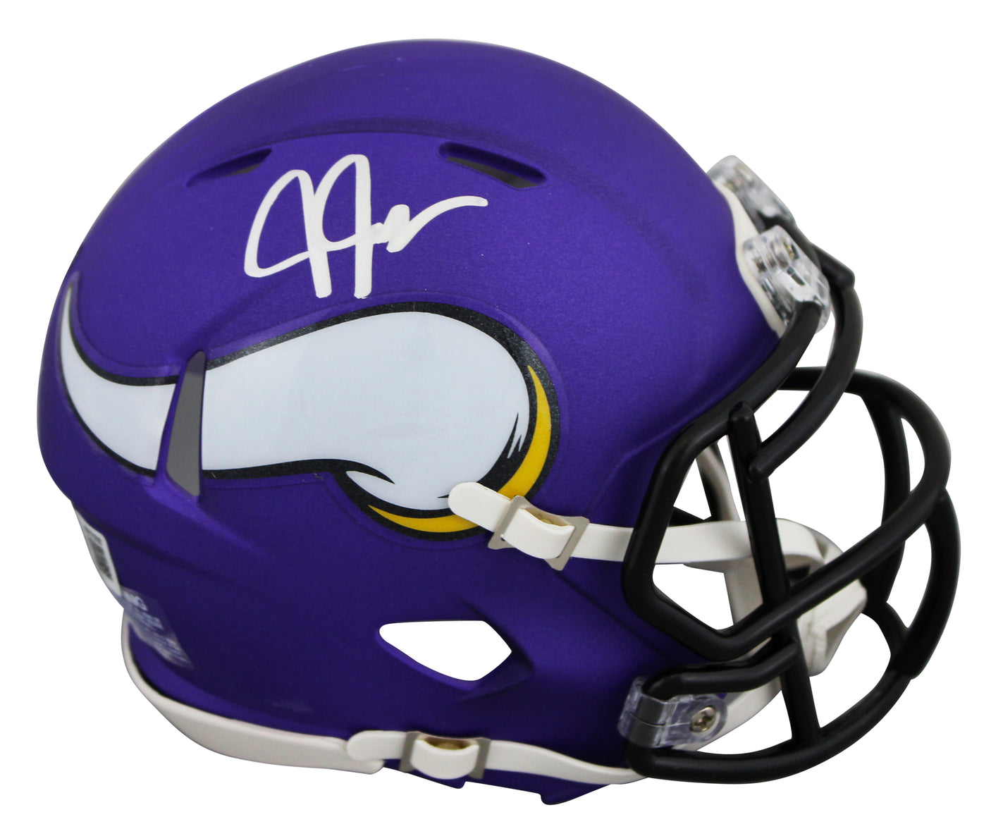 Vikings Justin Jefferson Signed Purple Speed Mini Helmet w/ Case BAS Witnessed