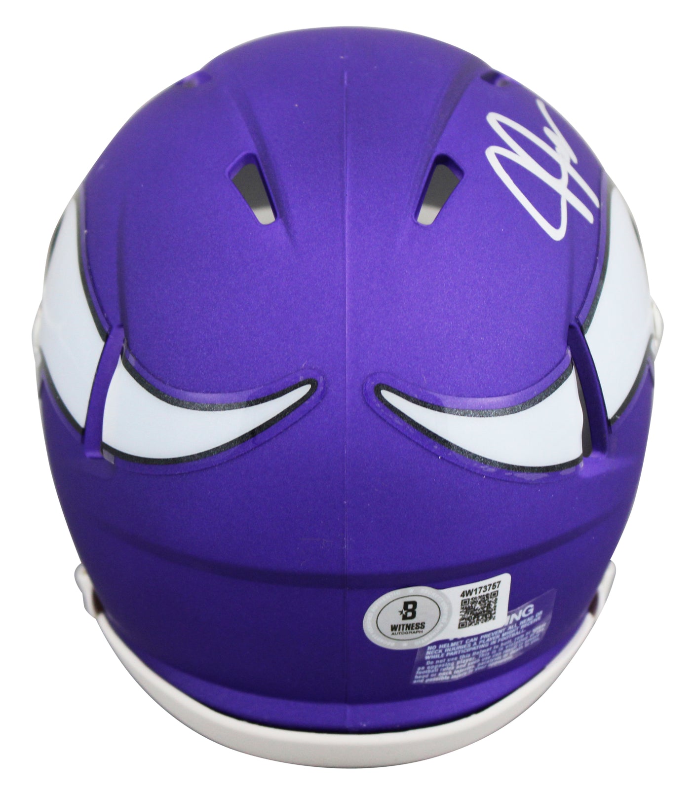 Vikings Justin Jefferson Signed Purple Speed Mini Helmet w/ Case BAS Witnessed