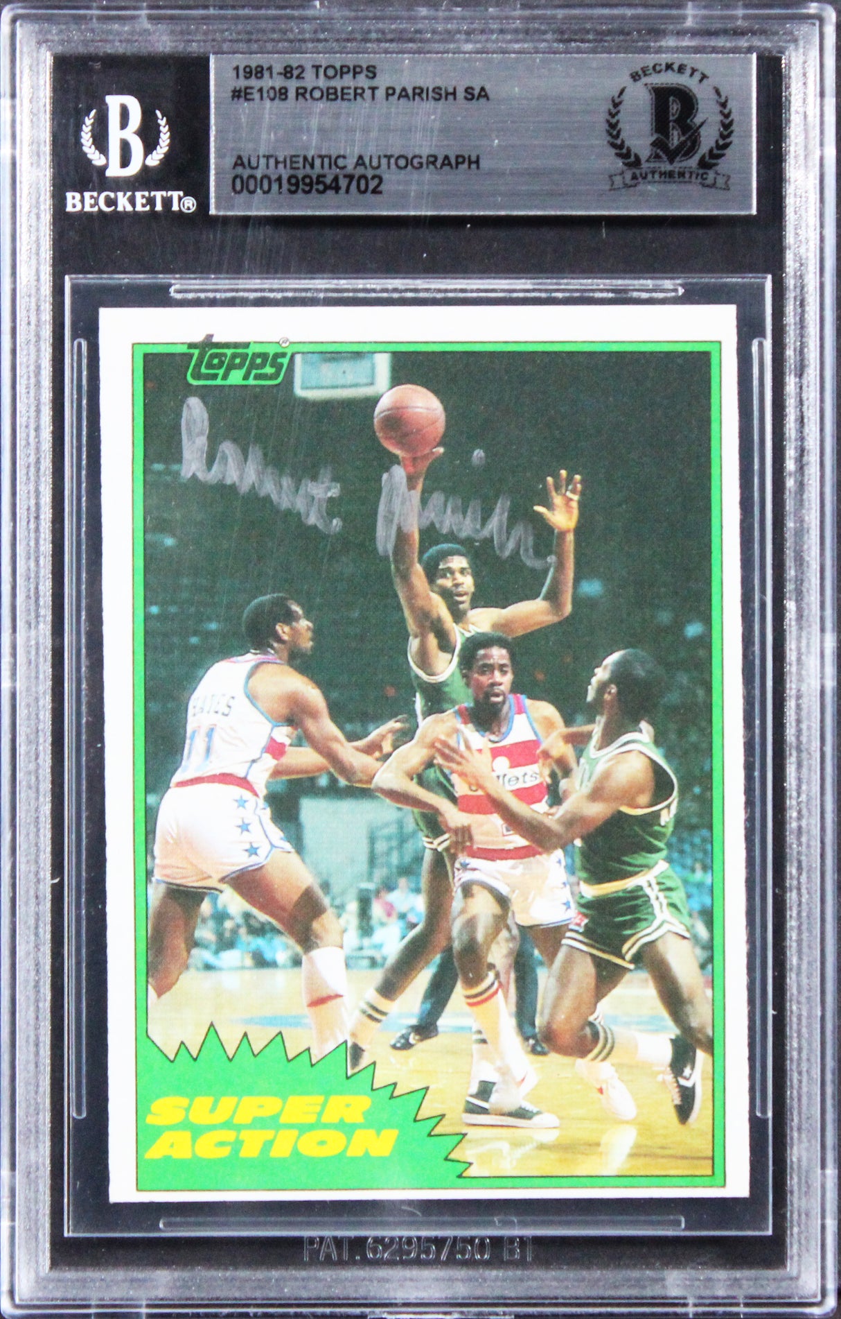 Celtics Robert Parish Authentic 1981 Topps #E108 Card Autographed BAS Slabbed 2