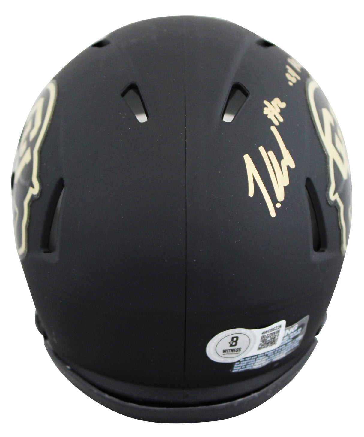 Colorado Travis Hunter "24 Heisman" Signed Black Speed Mini Helmet BAS Witnessed