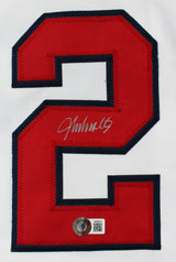 John Smoltz Authentic Signed White Pro Style Jersey w/ Silver Sig BAS Witnessed