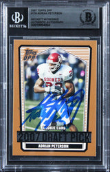 Vikings Adrian Peterson Signed 2007 Topps DPP #135 Rookie Card BAS Slabbed