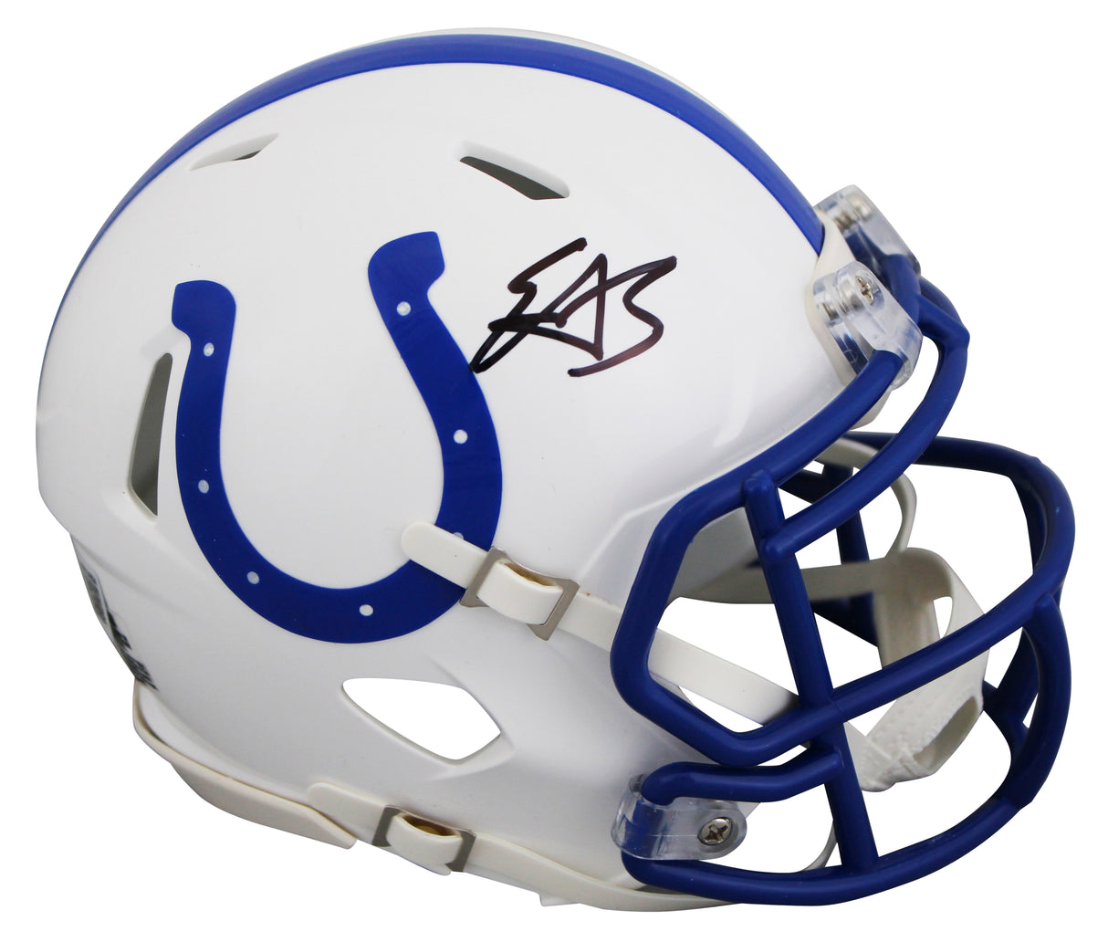 Colts Edgerrin James Signed 1995-03 TB Speed Mini Helmet W/ Case BAS Witnessed
