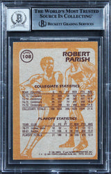 Celtics Robert Parish Signed 1981 Topps #E108 Card Auto Grade 10! BAS Slabbed