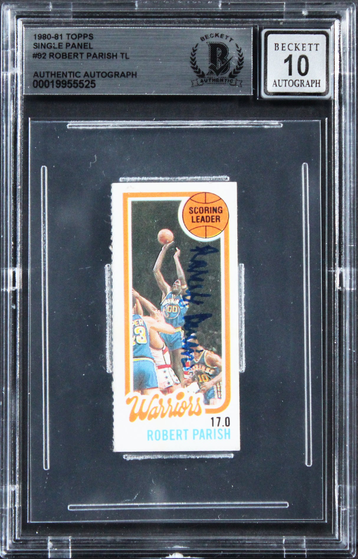 Celtics Robert Parish Signed 1980 Topps Single Panel #92 Card Auto 10! BAS Slab