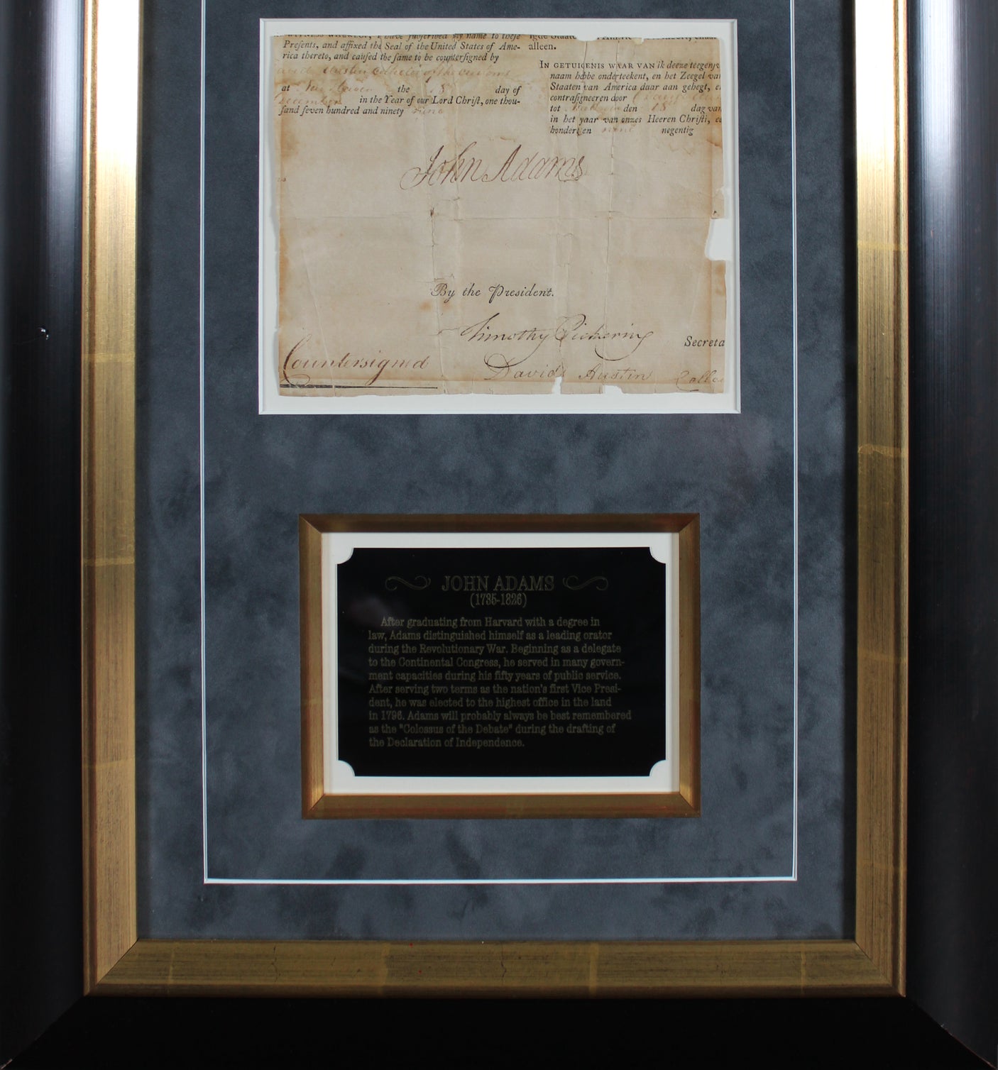 John Adams Signed & Framed 5x7 Cut Signature Dated June 1799 BAS #AE64005