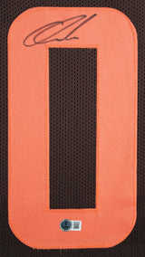 Quinshon Judkins Signed Brown Color Rush Pro Style Framed Jersey BAS Witnessed