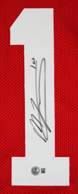 Mac Jones Authentic Signed Red Pro Style Jersey Autographed BAS Witnessed