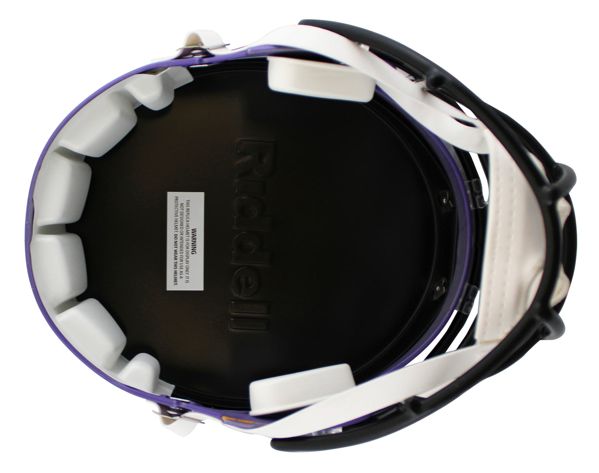 Vikings Fran Tarkenton "HOF" Signed F/S Speed Rep Helmet W/ Case BAS Witnessed