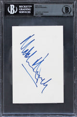 Malcolm McDowell A Clockwork Orange Authentic Signed 4x6 Index Card BAS Slabbed