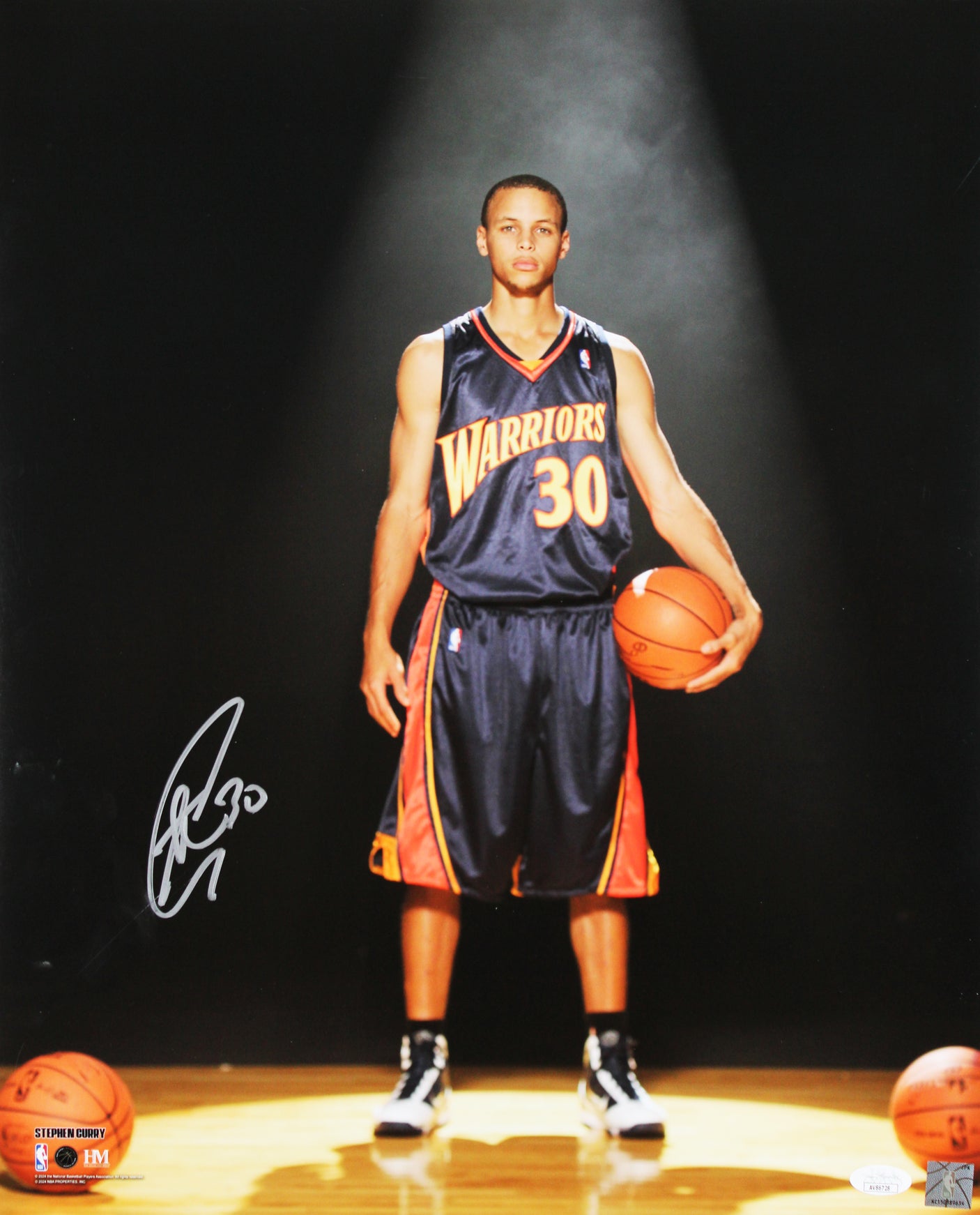 Warriors Stephen Curry Authentic Signed 16x20 Vertical Rookie Photo JSA
