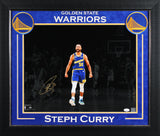 Warriors Stephen Curry Signed 16x20 Horizontal Spotlight Framed Photo JSA 2