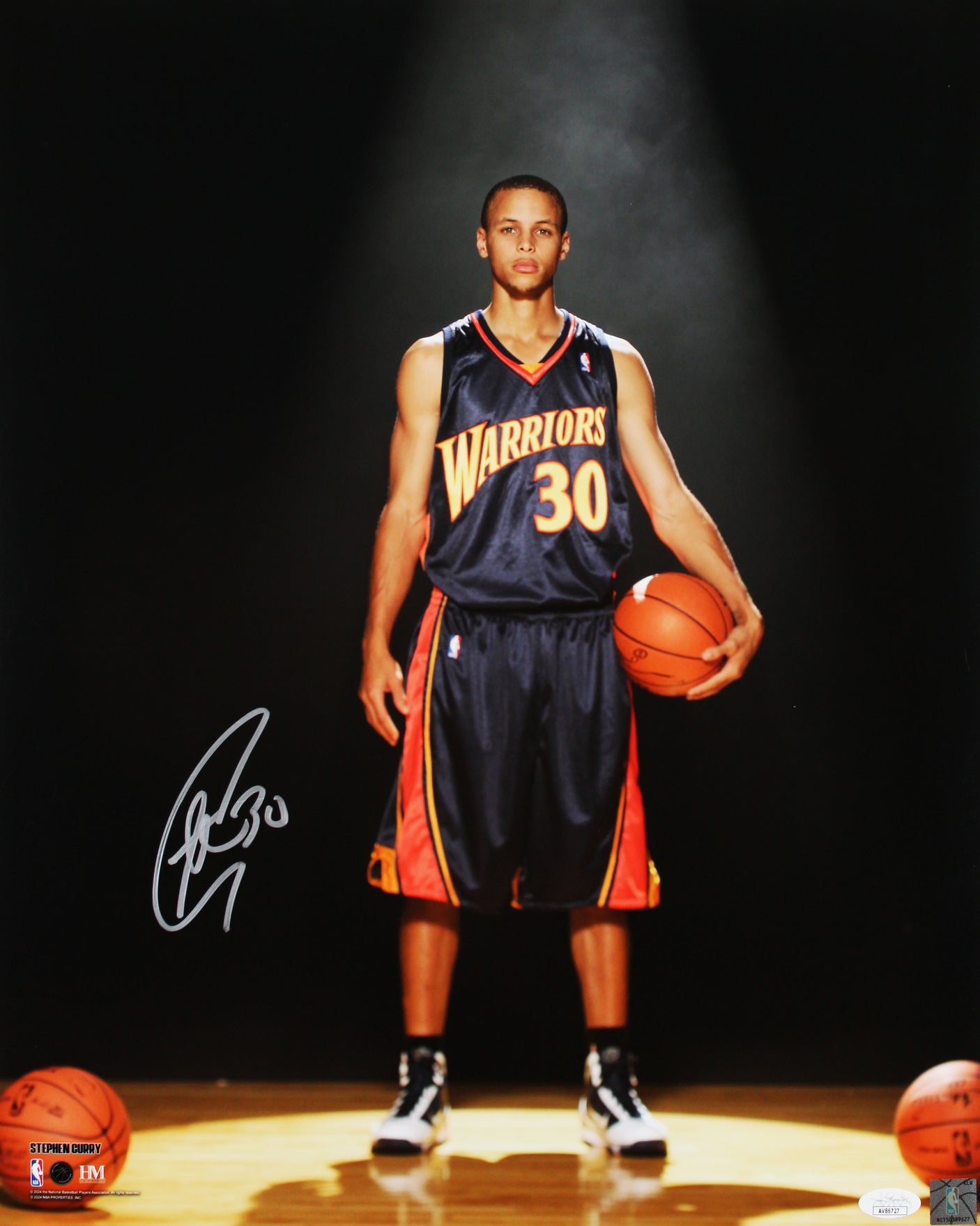 Warriors Stephen Curry Authentic Signed 16x20 Vertical Rookie Photo JSA