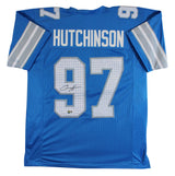 Aidan Hutchinson Authentic Signed Blue Pro Style Jersey BAS Witnessed 3