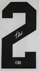 Travis Hunter Authentic Signed White Pro Style Jersey Autographed BAS Witnessed