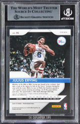 76ers Julius Erving Signed 2018 Panini Prizm Prizms Silver #95 Card BAS Slabbed