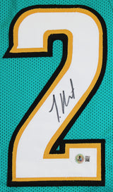 Travis Hunter Authentic Signed Teal Alternate Pro Style Jersey BAS Witnessed