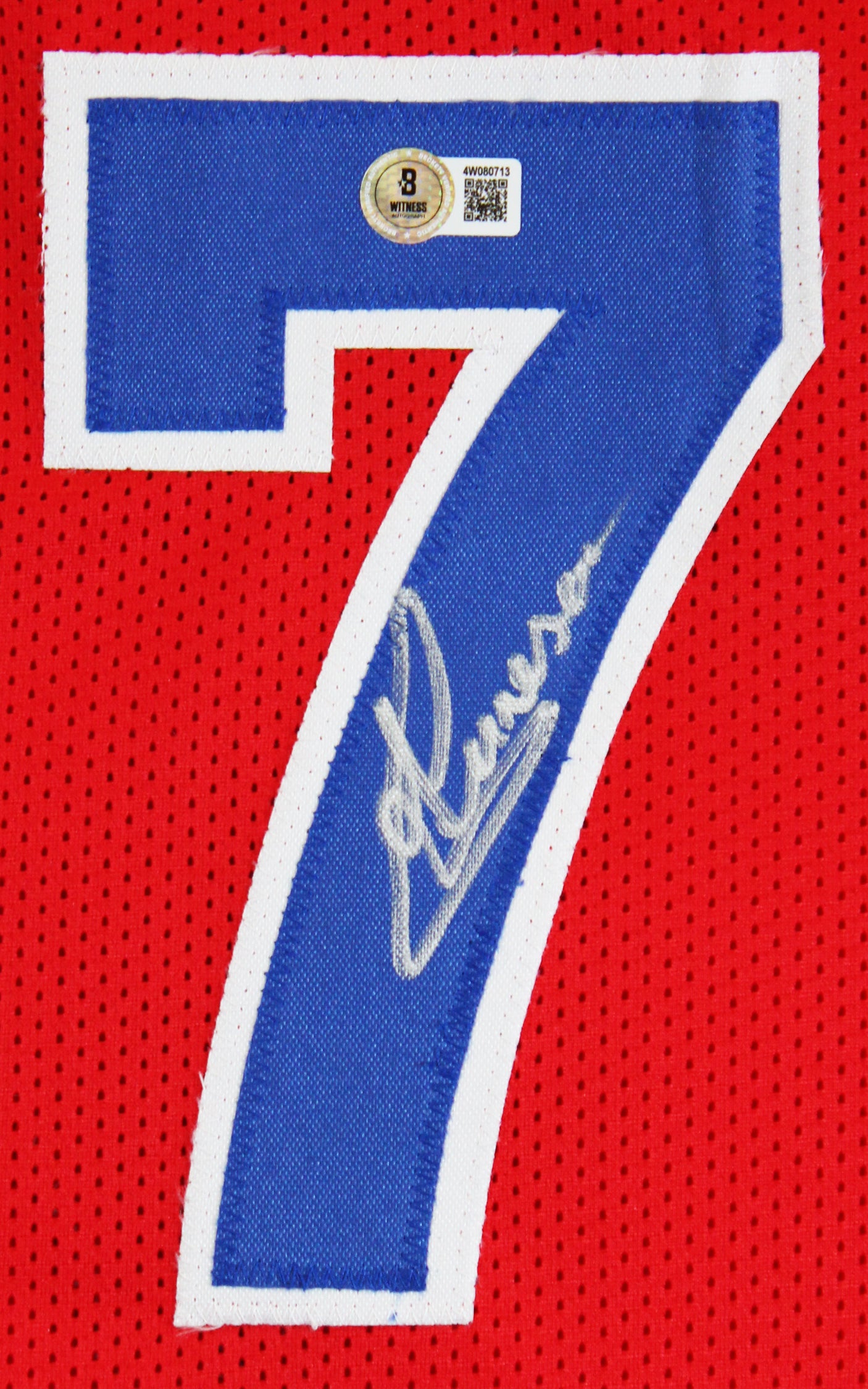 Gheorghe Muresan Authentic Signed Red Pro Style Jersey Autographed BAS Witnessed