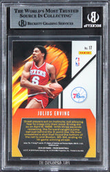 76ers Julius Erving Signed 2019 Panini Prizm Fearless #17 Card BAS Slabbed