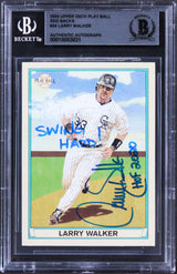 Rockies Larry Walker "w/ 2x Insc" Signed 2003 Upper Deck PB RB #24 Card BAS Slab