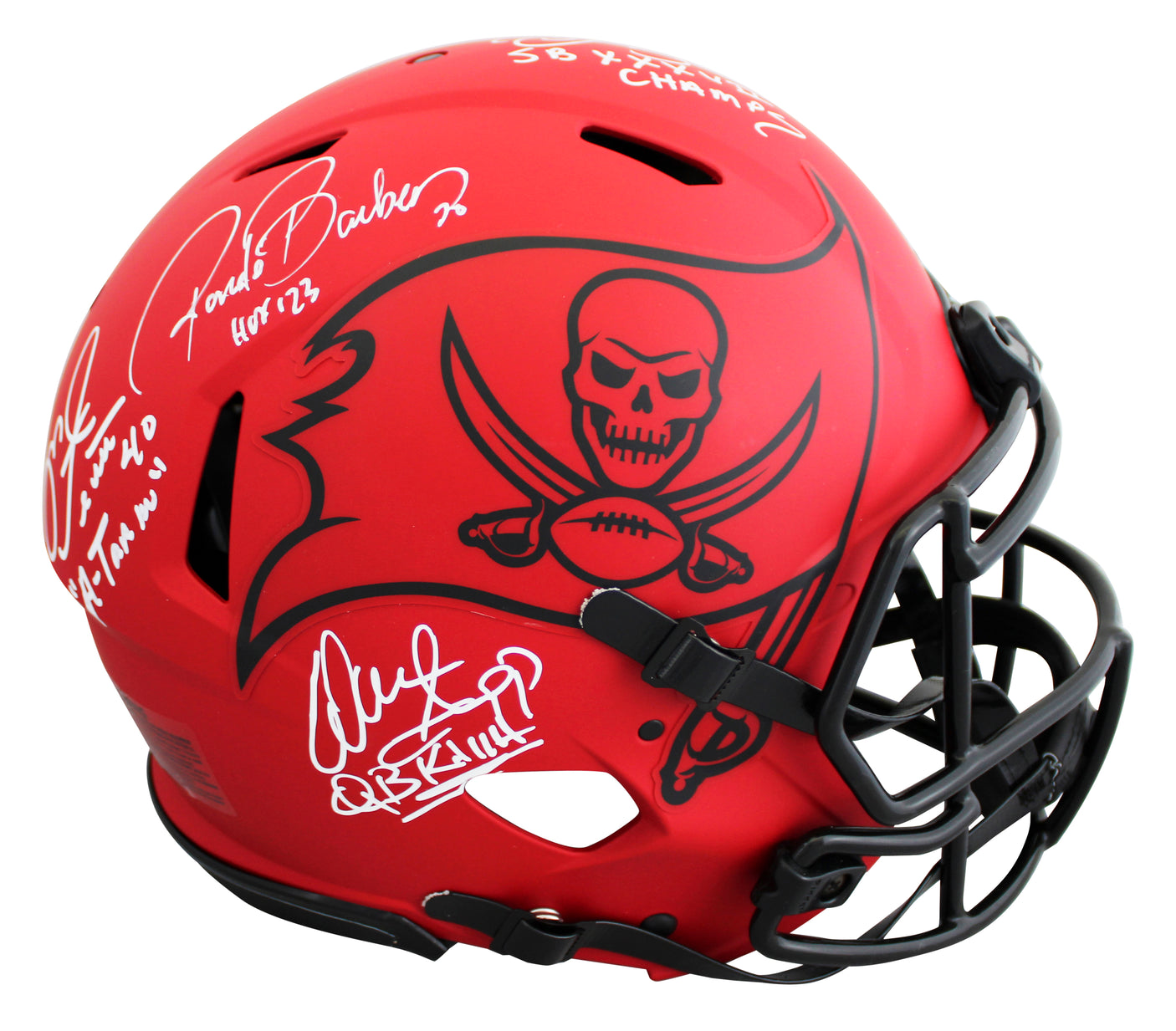Bucs (4) Alstott, Barber, Sapp & Brooks Signed Rave F/S Speed Proline Helmet BAS