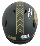 Steelers Joe Greene "HOF 87" Signed Salute to Service IV Speed Mini Helmet BAS W