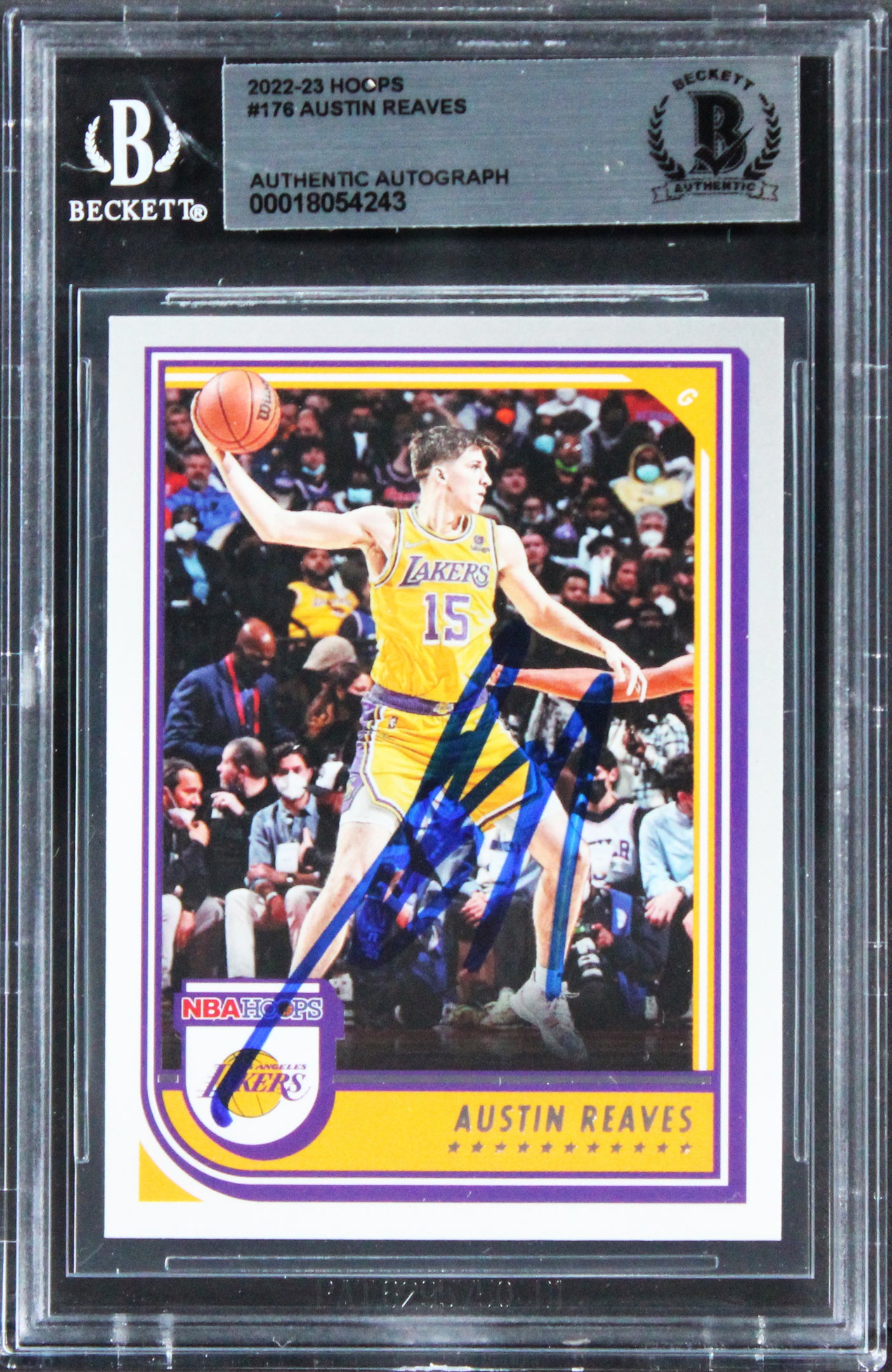 Lakers Austin Reaves Authentic Signed 2022 Hoops #176 Card BAS Slabbed