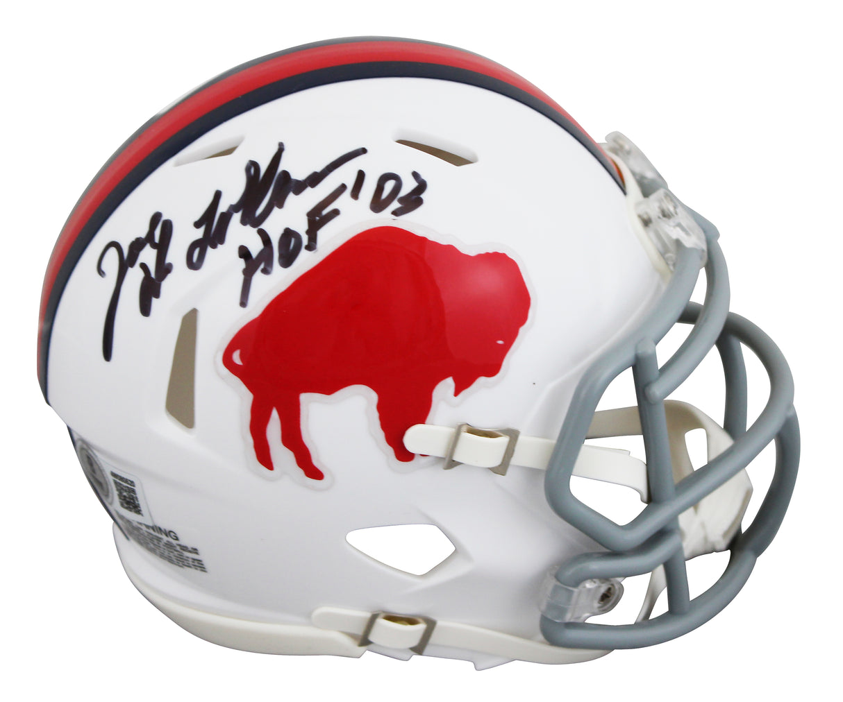 Bills Joe DeLamielleure "HOF 03" Signed 1965-73 TB Speed Mini Helmet BAS Witness