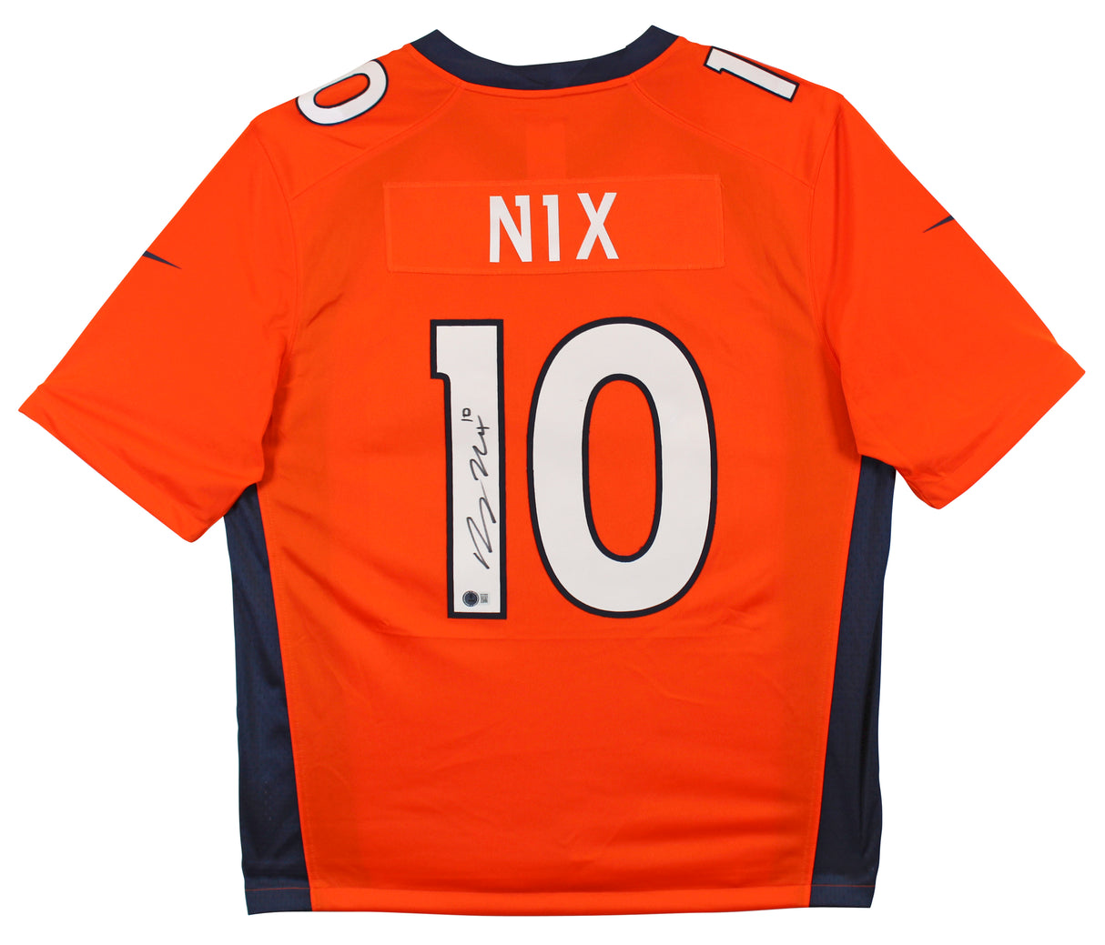 Broncos Bo Nix Authentic Signed Orange Nike Limited Jersey BAS Wit