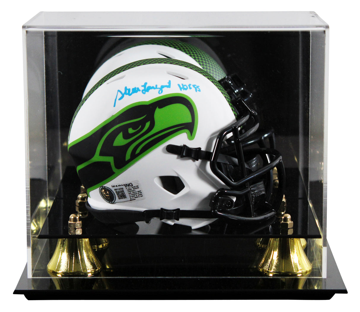 Seahawks Steve Largent "HOF 1995" Signed Lunar Speed Mini Helmet W/ Case BAS Wit