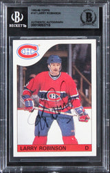Canadiens Larry Robinson Authentic Signed 1985 Topps #147 Card BAS Slabbed