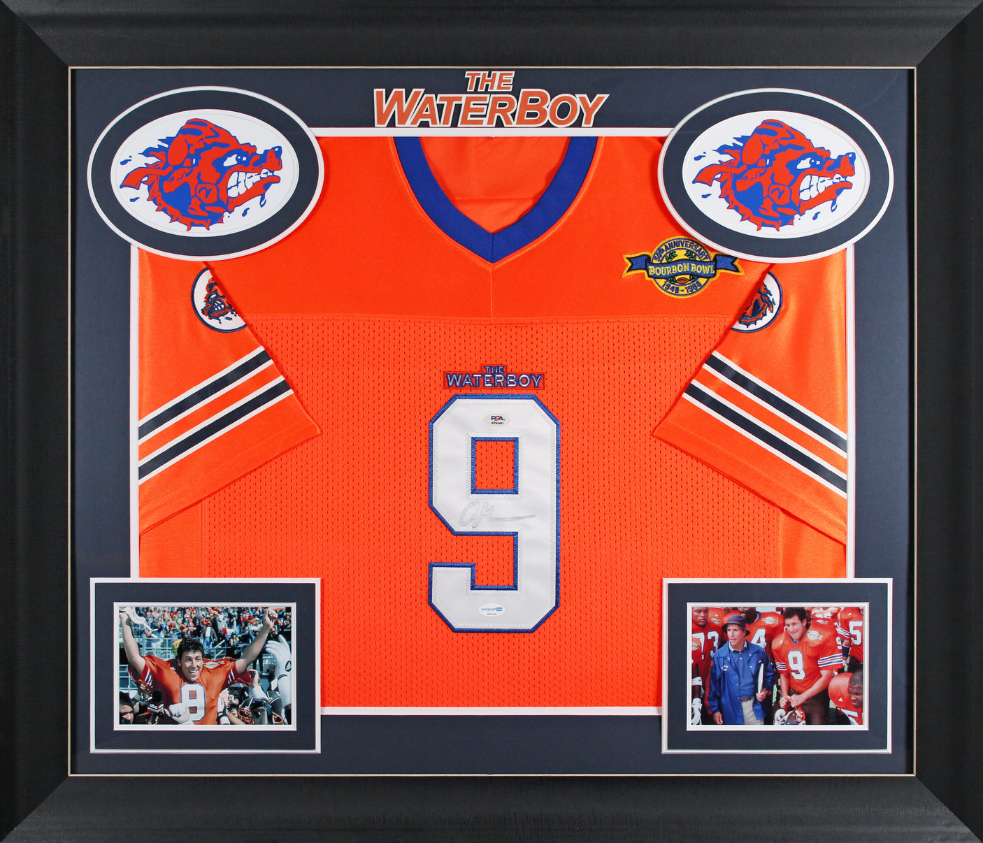 Adam Sandler The Waterboy Signed Orange Burbon Bowl Framed Jersey PSA #AP84491
