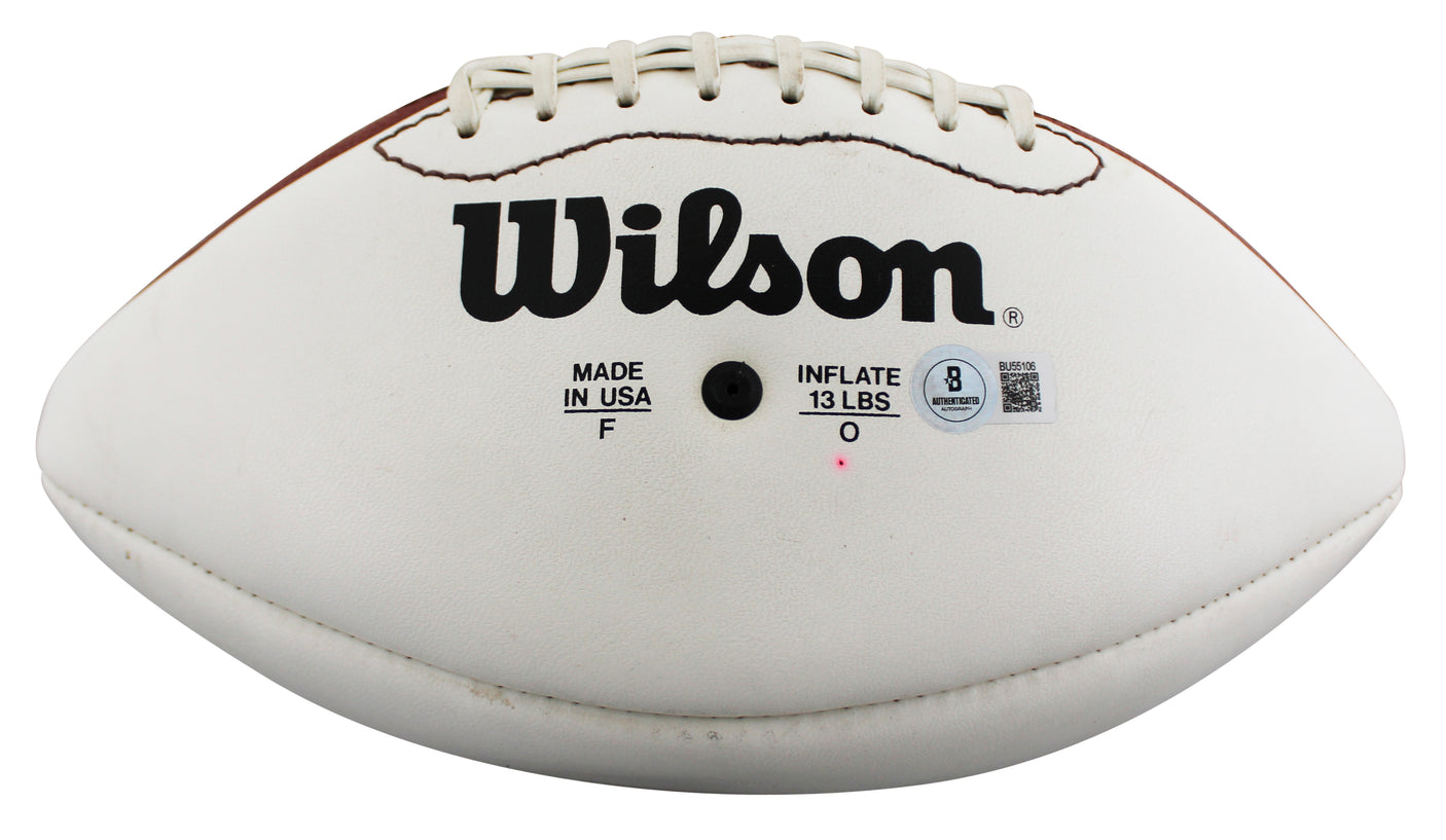 Bears Mike Ditka "Best Wishes" Signed Wilson White Panel Football BAS #BU55106