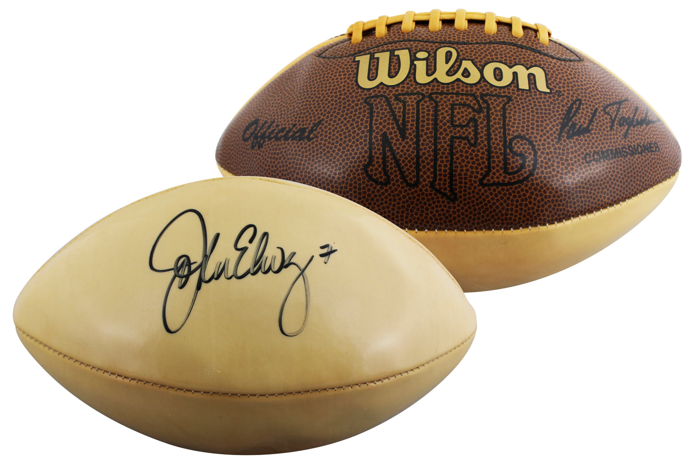 Broncos John Elway Signed Wilson Official White Panel Nfl Football BAS #BU55101