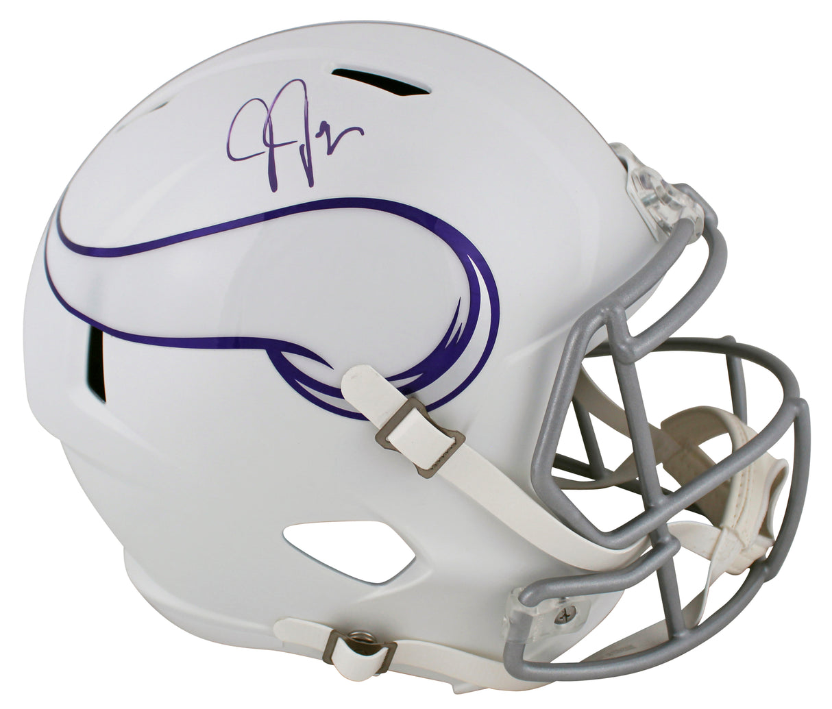 Vikings Justin Jefferson Signed 2024 Alt F/S Speed Rep Helmet W/ Case BAS Wit