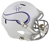 Vikings Justin Jefferson Signed 2024 Alt F/S Speed Rep Helmet W/ Case BAS Wit