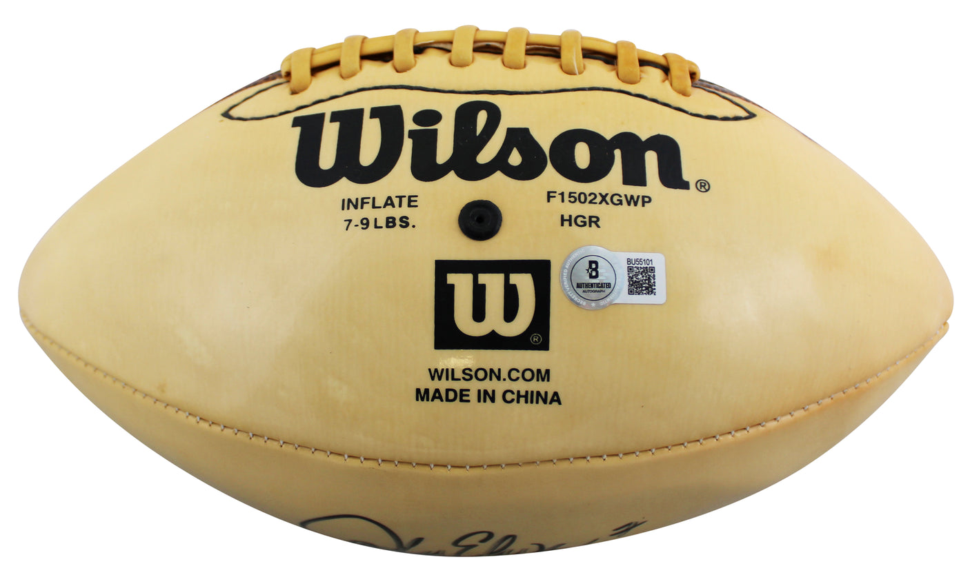 Broncos John Elway Signed Wilson Official White Panel Nfl Football BAS #BU55101