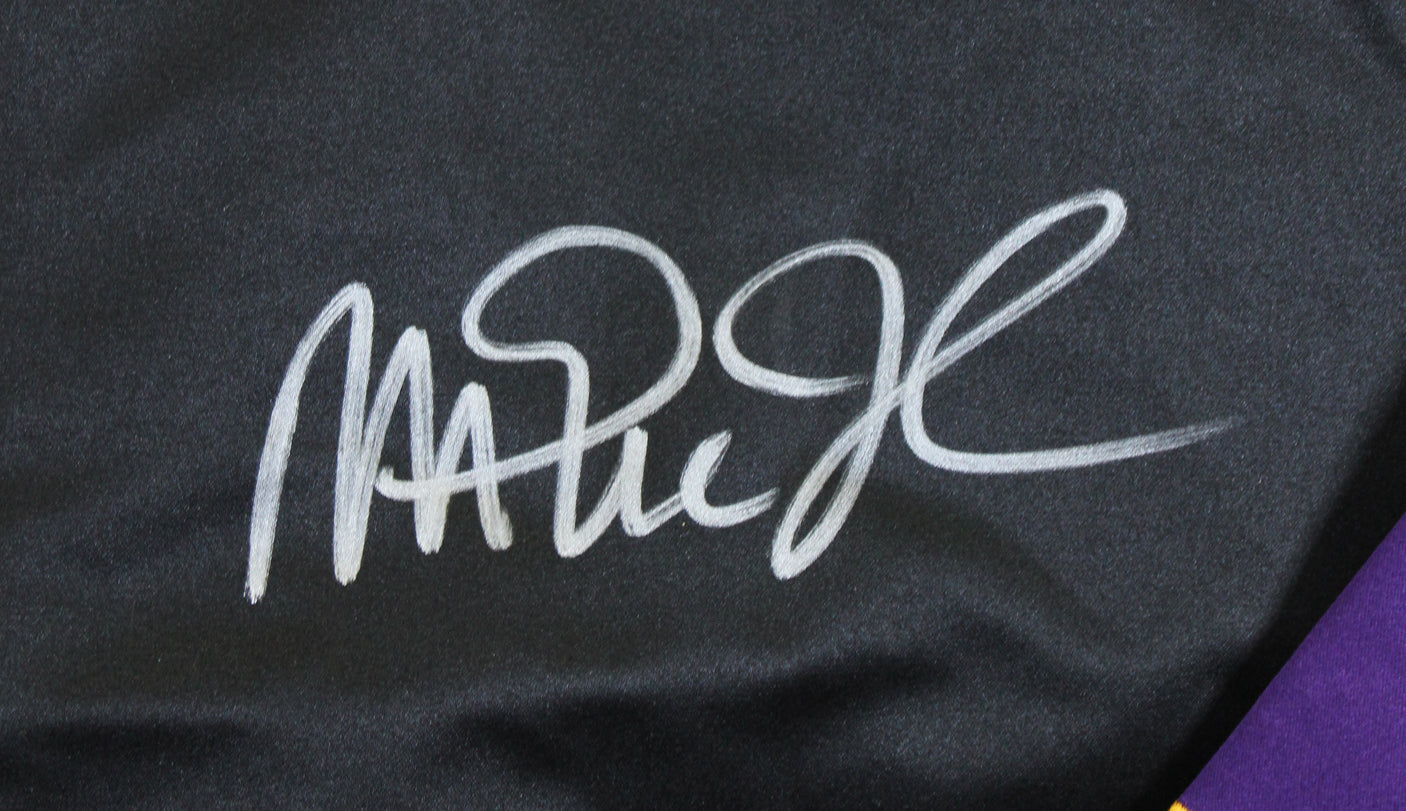 Lakers Magic Johnson Signed Black M&N Warm Up Jacket w/ Patches BAS Witnessed 2