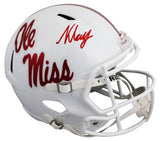 Ole Miss Kewan Lacy Signed White Full Size Speed Rep Helmet Autographed BAS