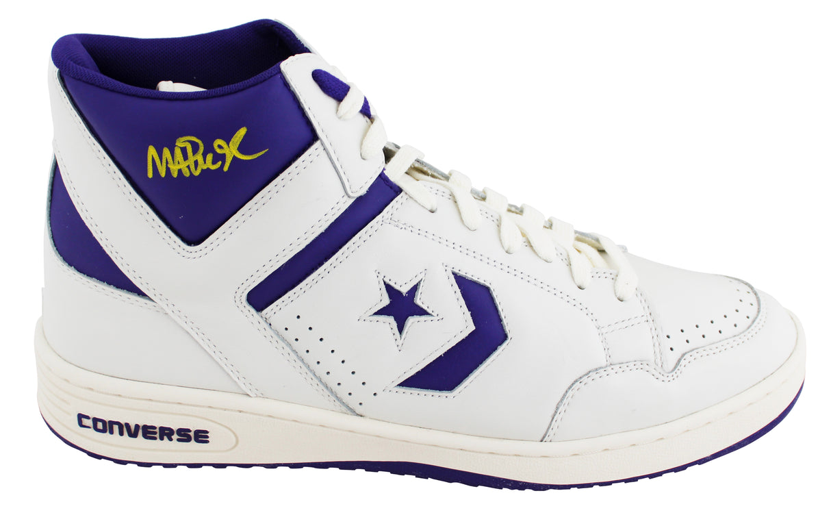 Lakers Magic Johnson Signed Right Purple & White Converse Weapon Shoe BAS Wit 3