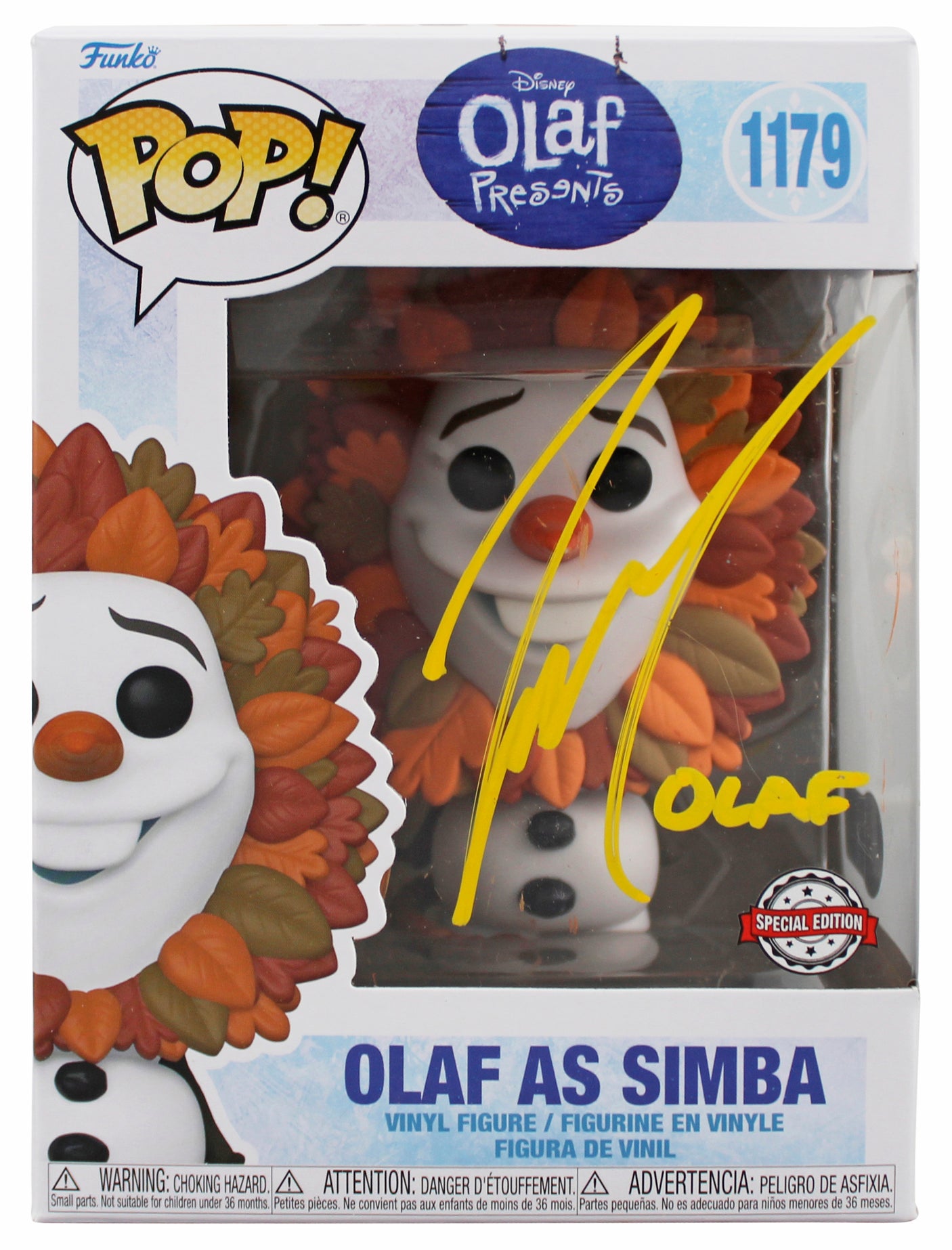 Josh Gad Frozen "Olaf" Signed #1179 Olaf as Simba Funko Pop Vinyl Figure BAS 1