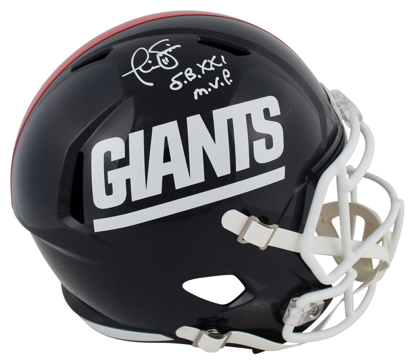 Giants Phil Simms Signed 81-99 TB Full Size Speed Rep Helmet W/ Case BAS Wit