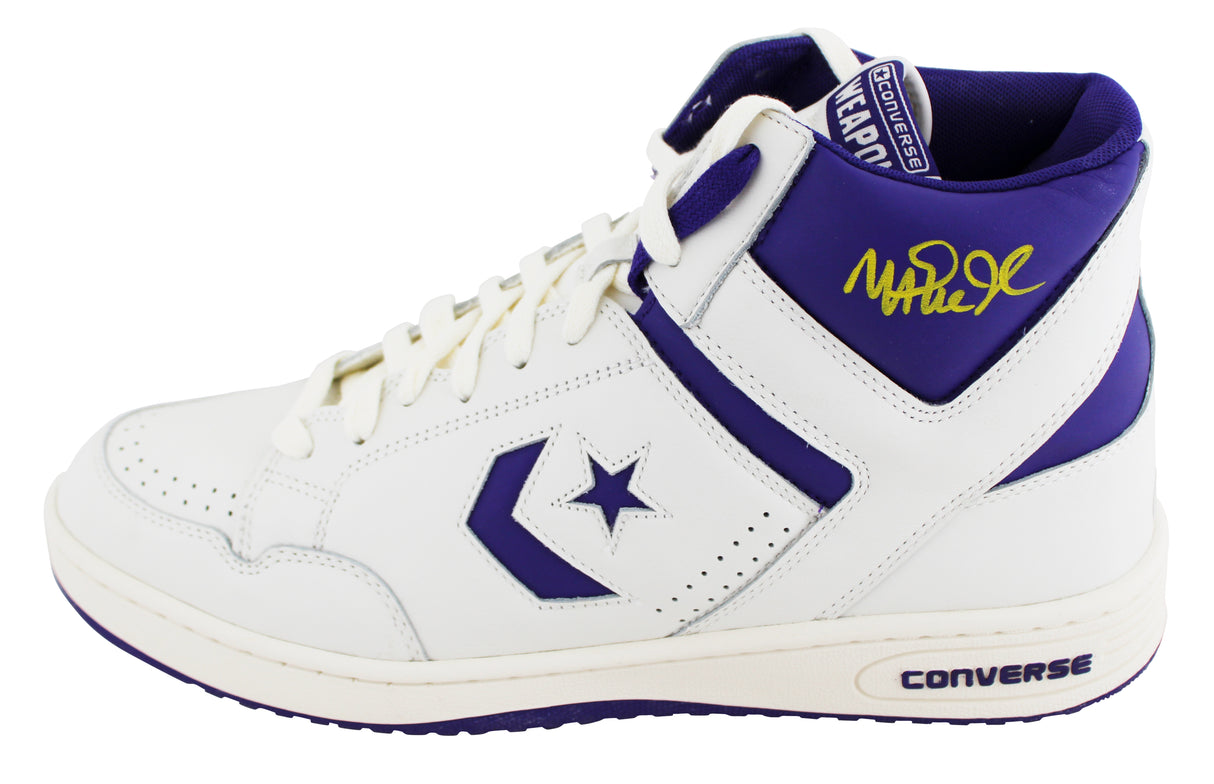 Lakers Magic Johnson Signed Left P&W Converse Weapon Shoe W/ Case BAS Witness 3