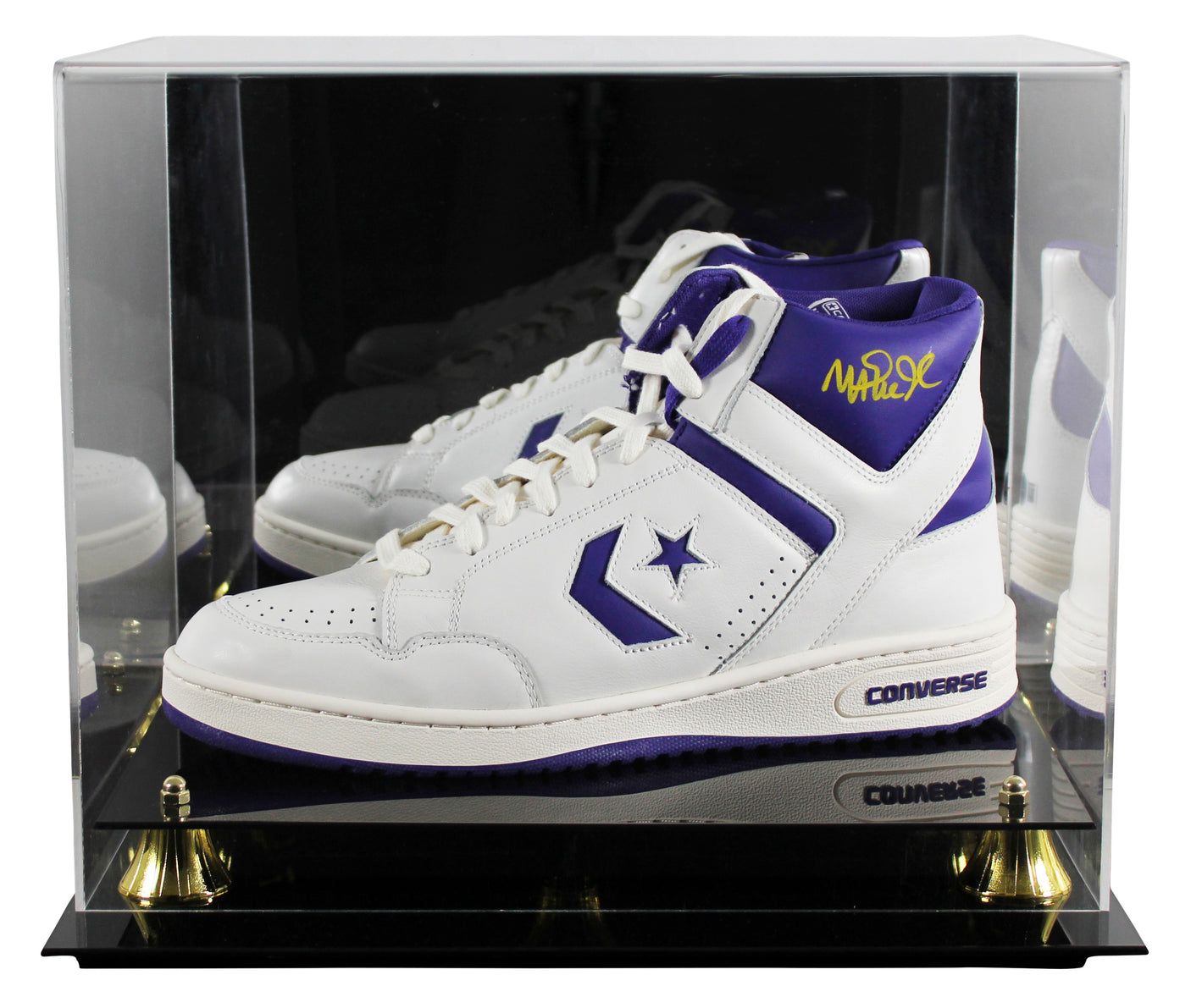 Lakers Magic Johnson Signed Left P&W Converse Weapon Shoe W/ Case BAS Witness 3