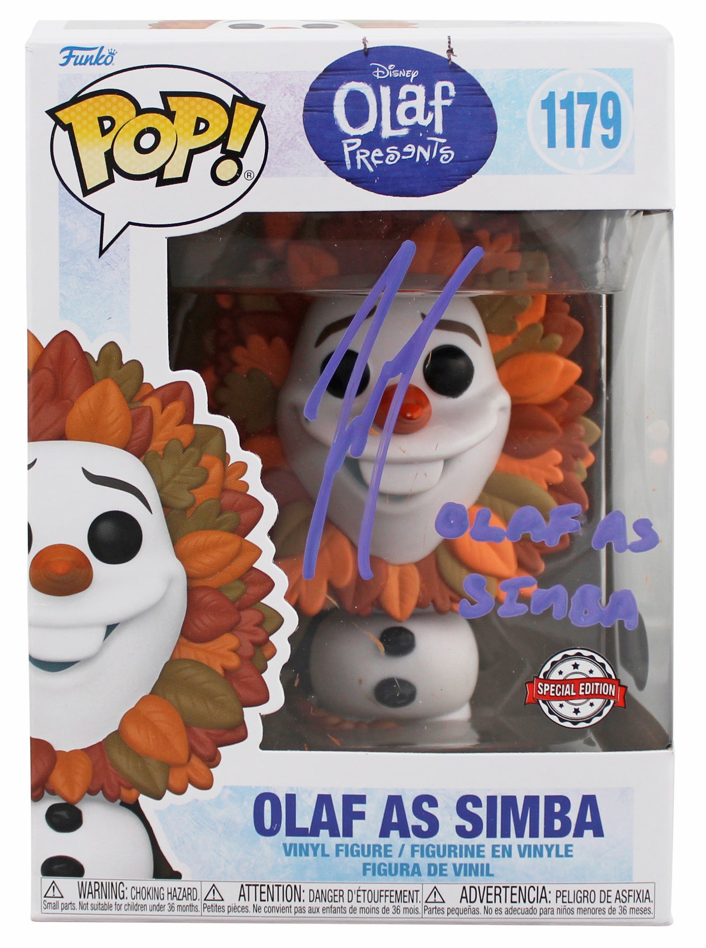 Josh Gad Frozen "Olaf as Simba" Signed #1179 Funko Pop Vinyl Figure BAS 1