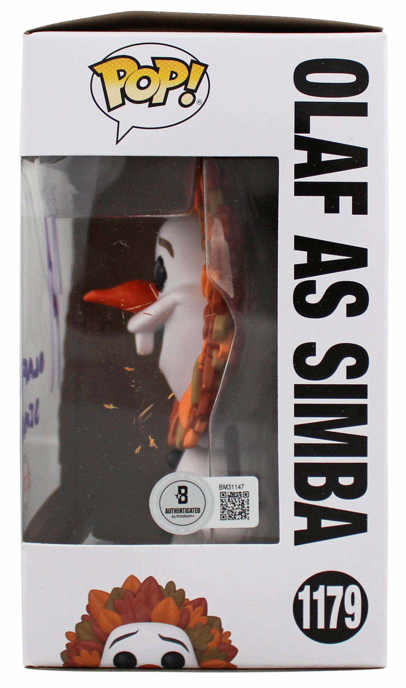 Josh Gad Frozen "Olaf as Simba" Signed #1179 Funko Pop Vinyl Figure BAS 1