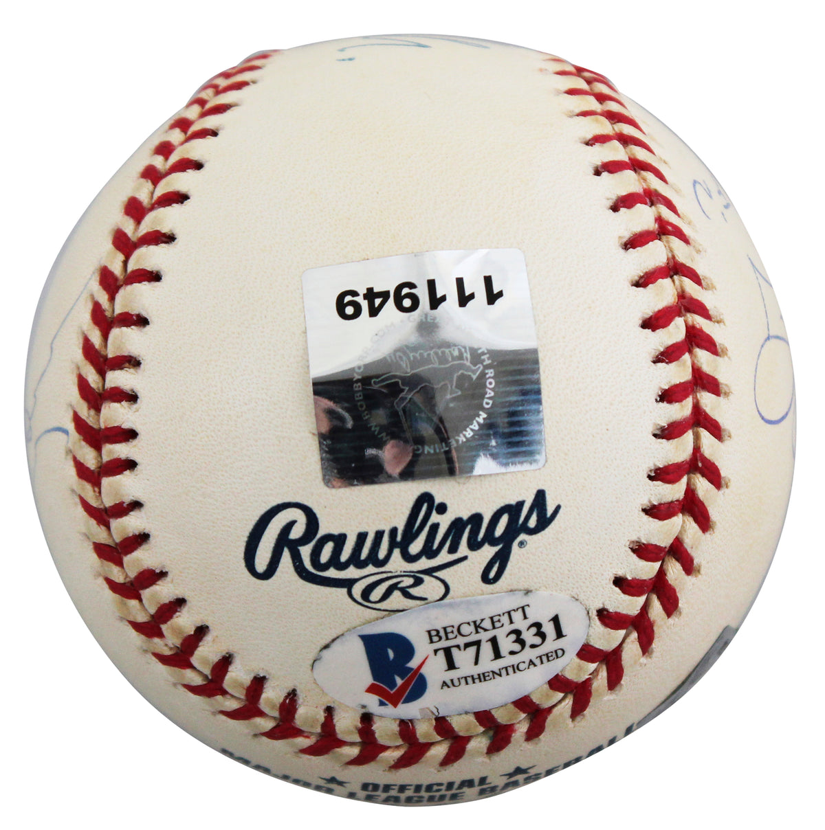 Boston Strong (5) Damon, Brady, Ortiz, Orr & Bird Signed Baseball BAS #T71331