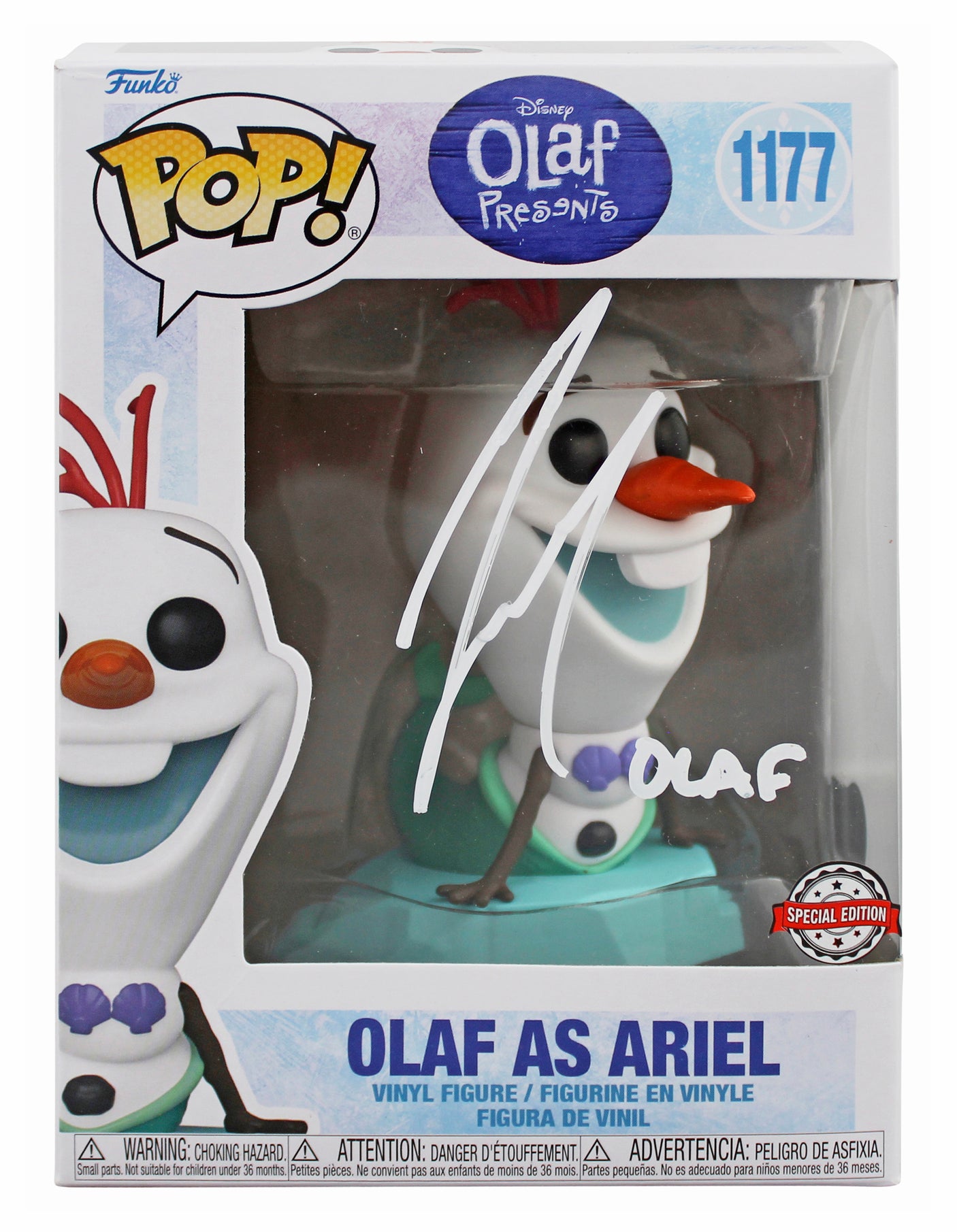 Josh Gad Frozen "Olaf" Signed #1177 Olaf as Ariel Funko Pop Vinyl Figure BAS